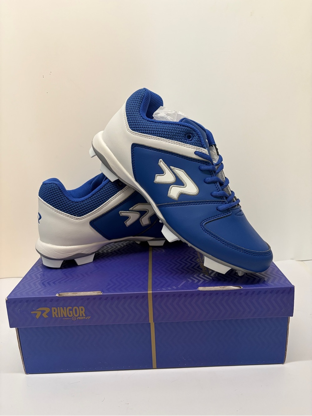 Ringor Flite Women's Softball Spikes Royal | White Size 10 NEW